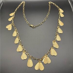 Gold Tone Chain Necklace with Teardrop Accents Bohemian Party